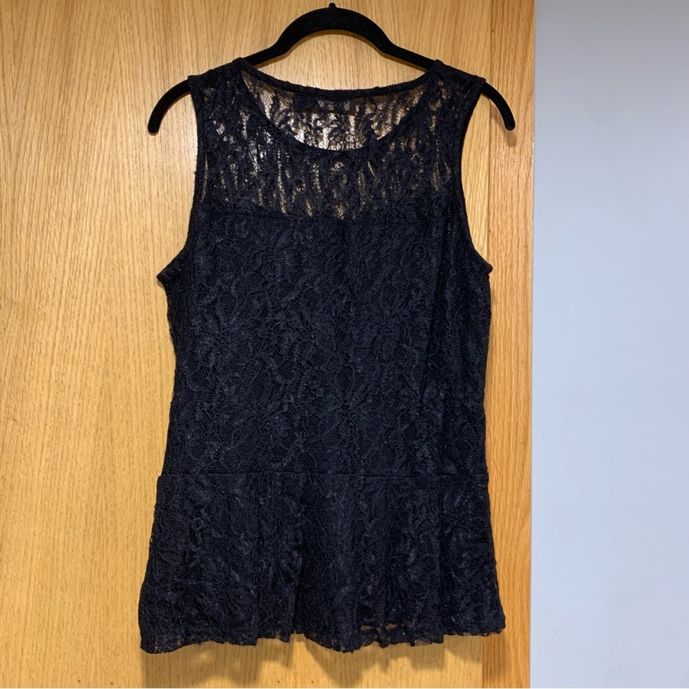 The Limited Black Sleeveless Shirt with Lace - Size Large